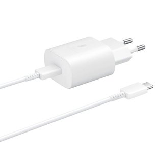 Зарядное устройство Samsung Fast Charge EP-TA800 с кабелем Type-C Белое