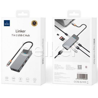 Адаптер хаб Type-C 7 в 1 Wiwu Linker A721HD для ноутбука