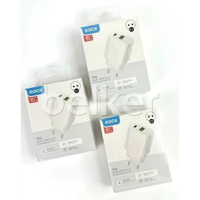 Зарядное устройство Rock Dual port A+C T43 20W Белое