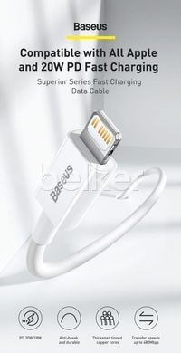 Кабель Type-C to Lightning Baseus Superior Series 1 метр Белый