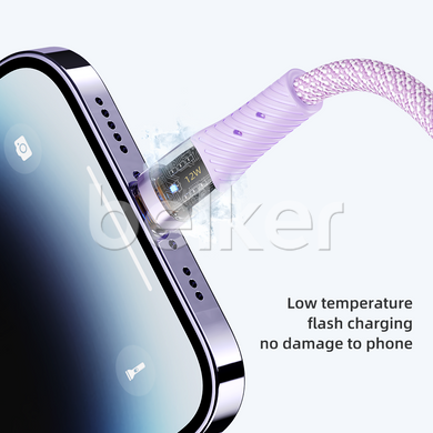 Кабель для iPhone Lightning USB Rock Z21 Transparency 1.2 метра Сиреневый