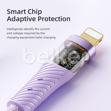 Кабель для iPhone Lightning USB Rock Z21 Transparency 1.2 метра Сиреневый