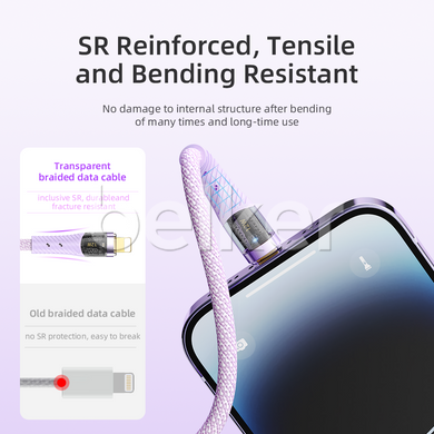 Кабель для iPhone Lightning USB Rock Z21 Transparency 1.2 метра Сиреневый