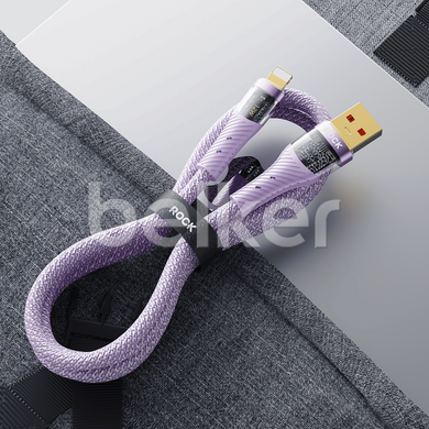 Кабель для iPhone Lightning USB Rock Z21 Transparency 1.2 метра Сиреневый