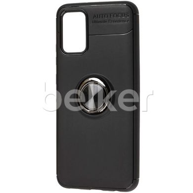 Противоударный чехол для Samsung Galaxy A02s (A025) Deen Magnetic Ring case Черный смотреть фото | belker.com.ua