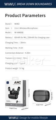 Беспроводной петличный микрофон Wiwu Duo Wireless ANC Microphone Wi-WM008