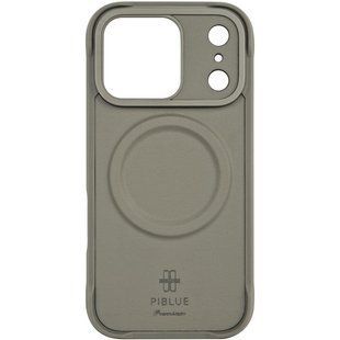 Кожаная накладка iPhone 18 Pro Max Piblue Premium series 3 MagSafe (PL-128) Серый