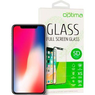 Защитное стекло для iPhone X Optima 5D Черный смотреть фото | belker.com.ua