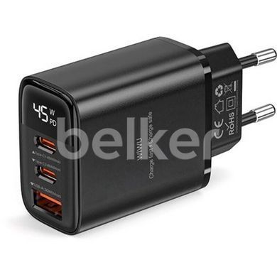 Зарядное устройство Wiwu Firefly GaN Fast Charger 2C+1A with digital display 45W Wi-G011 Черное