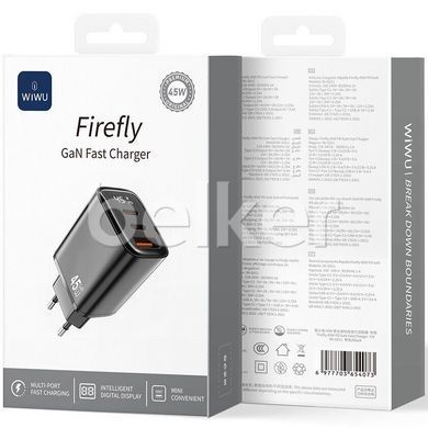 Зарядное устройство Wiwu Firefly GaN Fast Charger 2C+1A with digital display 45W Wi-G011 Черное