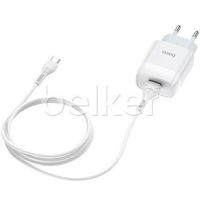 Зарядное устройство Hoco C72A + USB-C кабель (2.1A) Белое