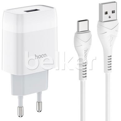 Зарядное устройство Hoco C72A + USB-C кабель (2.1A) Белое