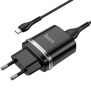 Зарядное устройство Hoco N1 + microUSB кабель (2.4A) Черное