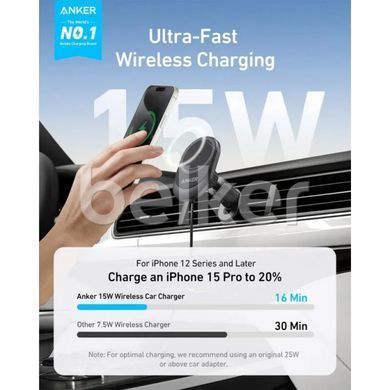 Держатель для смартфона Anker MagSafe Wireless Car Charger MagGo 15W Qi2 B2932G11-1 на вентиляцию Черный смотреть фото | belker.com.ua