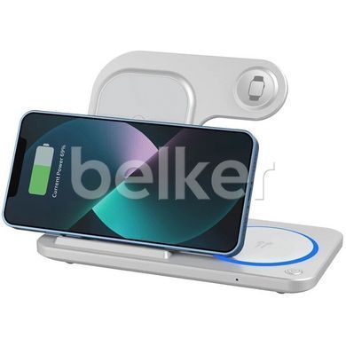Настольная беспроводная зарядка для iPhone, Apple Watch, AirPods Wiwu 3 in 1 Foldable 15W Wi-W020