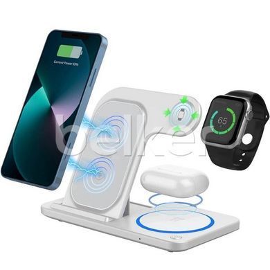 Настольная беспроводная зарядка для iPhone, Apple Watch, AirPods Wiwu 3 in 1 Foldable 15W Wi-W020