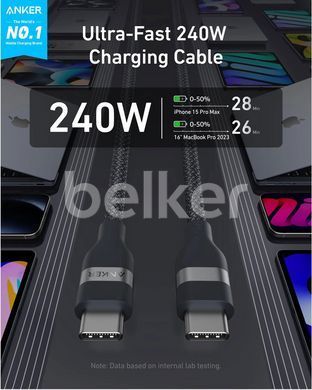 Кабель Type-C to Type-C Anker Ultra Soft 240W 1 метр Черный