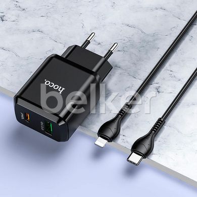 Зарядное устройство Hoco N5 PD20W+QC3.0 (USB + Type-C) с кабелем Lightning Черное