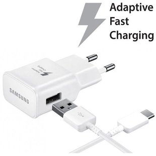 Зарядное устройство Samsung Fast Charge с кабелем Type-C Белое