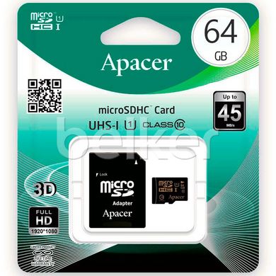 Карта памяти Apacer microSD 64Gb Class 10