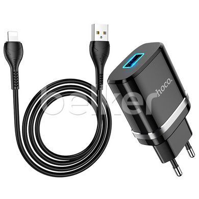 Зарядное устройство Hoco N1 + Lightning кабель (2.4A) Черное