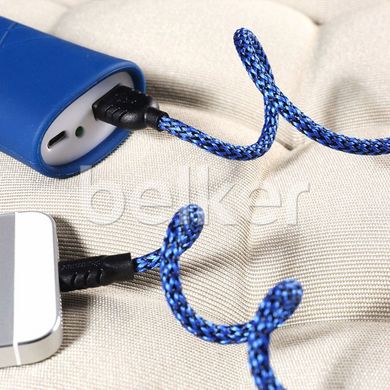 Кабель Apple Lightning USB для iPhone iPad Remax Кевлар Синий