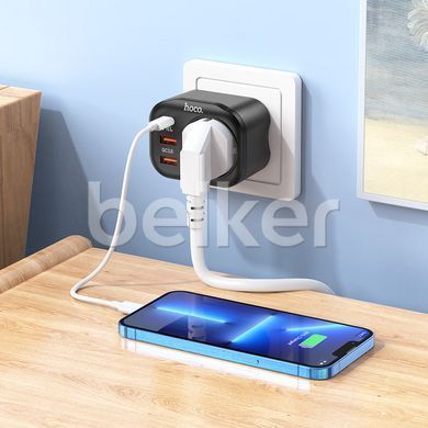 Сетевая зарядка с розеткой Hoco NS3 2USB+PD+1BIT 4000W Белая