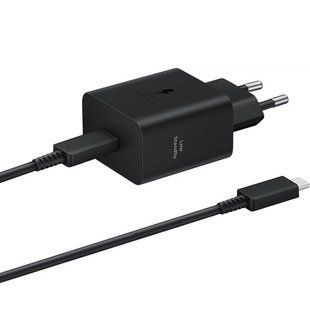 Зарядное устройство Samsung Compact Power Adapter 45W + кабель Type-C to Type-C (EP-T4511XBEGEU) Черное