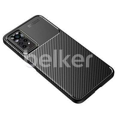 Противоударный чехол для Xiaomi Redmi Note 11 Pro Auto Focus carbon case, Черный