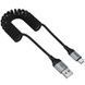 Кабель USB to Type-C Hoco X121 Nuevo (пружинка) 1.5 метра Черный в магазине belker.com.ua