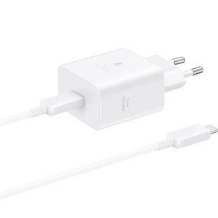 Зарядное устройство Samsung Compact Power Adapter 45W + кабель Type-C to Type-C (EP-T4511XWEGEU) Белое
