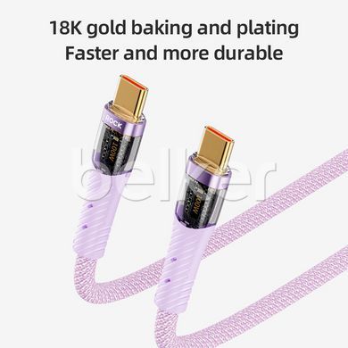 Кабель USB-C на USB-C Rock Z21 Transparency 100W Сиреневый