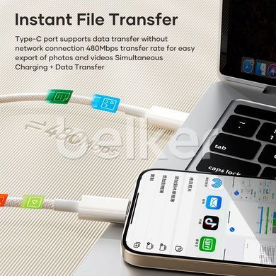 Кабель USB-C на USB-C Rock Flash Charge Series Z20 60W 1 метр Белый