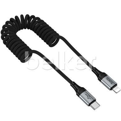 Кабель для iPhone Type-C to Lightning Hoco X121 Nuevo (пружинка) 1.5 метра Черный