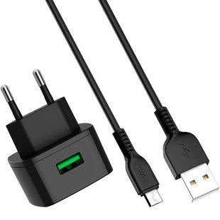 Зарядное устройство Hoco C70A QC 3.0 (3A) + microUSB кабель