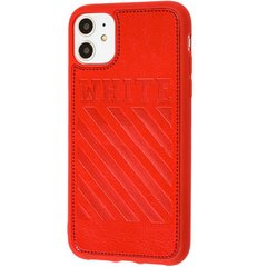 Чехол для iPhone 11 Off-White leather case Красный смотреть фото | belker.com.ua