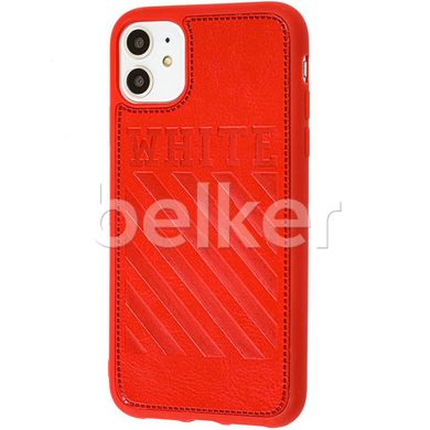 Чехол для iPhone 11 Off-White leather case Красный смотреть фото | belker.com.ua