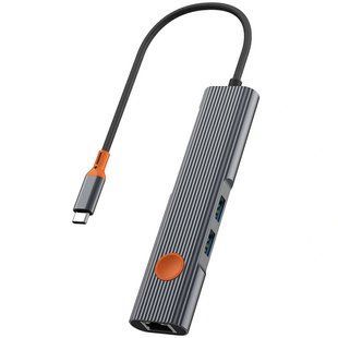 Адаптер хаб для ноутбука RJ45 на USB-C Hub Cyber 5 в 1 Wiwu Wi-HB005