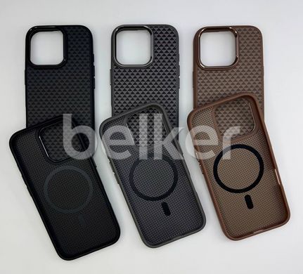 Противоударный чехол на iPhone 16 Pro Max Kevlar design soft with MagSafe Серый
