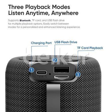 Bluetooth колонка Rock S56 Fabric Mesh Portable Bluetooth Speaker with Light Черная