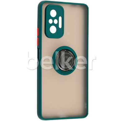 Чехол для Xiaomi Redmi Note 10 Pro LikGus Ring case Зеленый