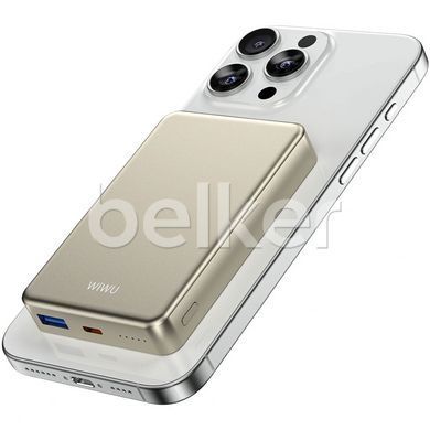 Магнитный павербанк для iPhone Wiwu Ultra-Thin Magnetic 10000mAh P15-1 Золотой