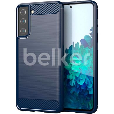 Противоударный чехол для Samsung Galaxy S21 Ultimate carbon case Черный Синий смотреть фото | belker.com.ua