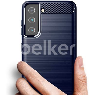 Противоударный чехол для Samsung Galaxy S21 Ultimate carbon case Черный Синий смотреть фото | belker.com.ua