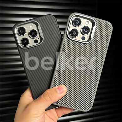 Противоударный чехол для iPhone 15 Pro Max Kevlar Soft touch with MagSafe Серый смотреть фото | belker.com.ua