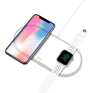 Беспроводное зарядное устройство для iPhone/AirPods/Apple Watch 2 в 1 Hoco CW20 Wisdom 2 в 1