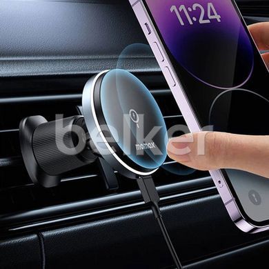 Магнитный держатель для iPhone с беспроводной зарядкой на вентиляцию Momax Q.Mag Mount 5 15W Черный смотреть фото | belker.com.ua