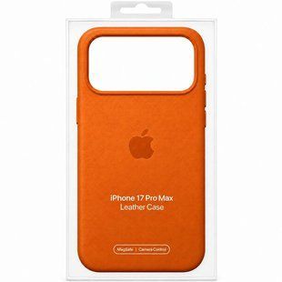 Чехол для iPhone 17 Pro Max Leather Case with MagSafe (replica) Оранжевый