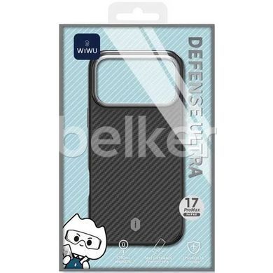 Карбоновый чехол iPhone 18 Pro Max Wiwu Kevlar Defense Ultra MagSafe DCC-205 Черный