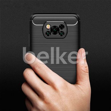 Противоударный чехол для Xiaomi Poco x3 Ultimate carbon case Черный смотреть фото | belker.com.ua